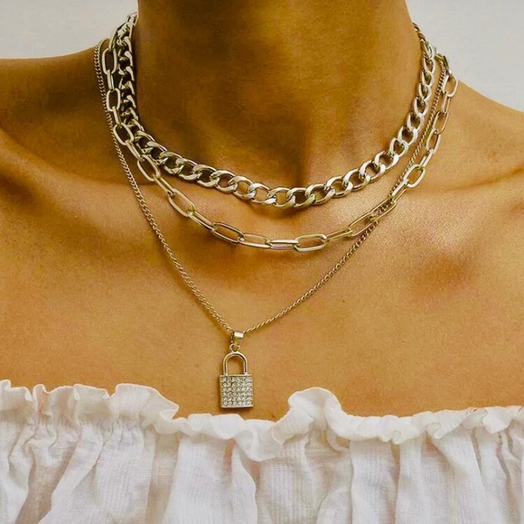 🔒⛓2pc chain necklace set - Picture 1 of 2